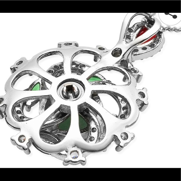 Green Aventurine & Simulated Gemstone Spinner Pendant - Picture 3 of 5